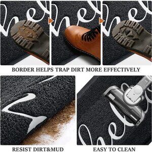 2-Pack Indoor Outdoor Doormat Multiple-use Welcome Mats (30"x17.5",Black)